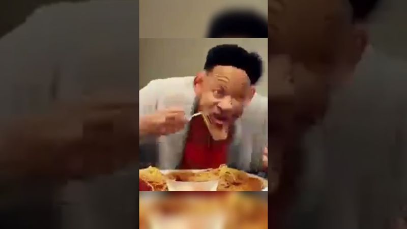 Кринжатинка от ИИ:  создано из одного запроса: «Уилл Смит ест спагетти» 😅 #ai #ии #новыетехнологии