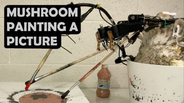 Mushroom Artist Painting a Picture