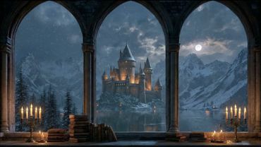❄️ Gothic Castle Winter Ambience – Relaxing Medieval Window View for Study, Sleep & Meditation
