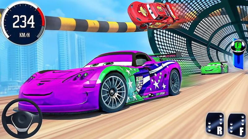 Crazy GT Stunt Car Racing 3D 2025 - Impossible Car Lightning McQueen Mega Ramp - Android GamePlay #3