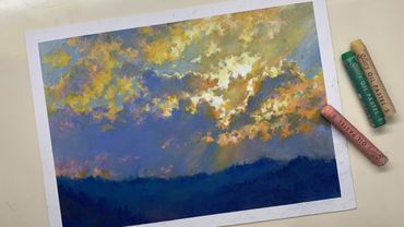 Oil pastel / Draw clouds with oil pastel 2