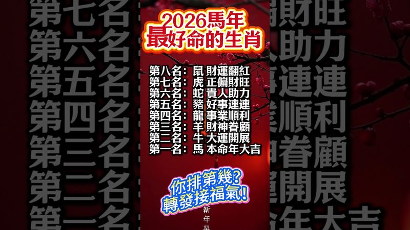 2026馬年 最好命的生肖！ #運勢 #易经 #生肖
