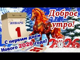 🌲🐎 С ДОБРЫМ УТРОМ 1 ЯНВАРЯ! С первым Днем Нового 2026 года!  С наступившим Новым годом! 🎅