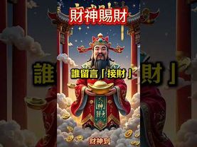 【財神爺賜財！誰留言「接財」，誰發！】接了，轉發，好運來！#生肖 #財運 #運勢 #屬相 #風水 #命理