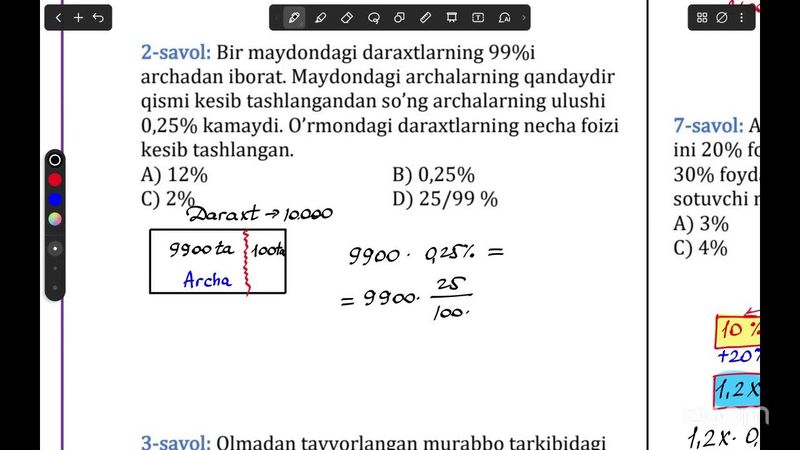 Foizlar Testlari Tahlil Darsi