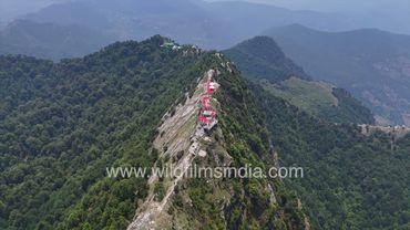 Bird's eye view of Kartik Swami Mandir at Malkhi in Uttarakhand