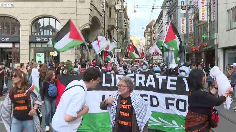 Pro-Palestinian demonstrators in Basel oppose Israel's participation in Eurovision | AFP
