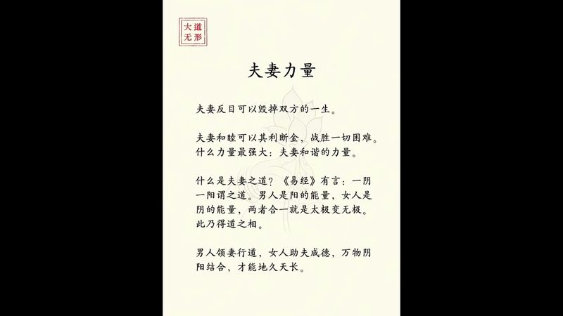 《老祖宗的教導你莫忘》夫妻力量！和合者其利斷金！分者毀雙方！#提升自己#悟人生之道#人生感悟 #正能量 #中華文化 #感情 #人間清醒 #人間煙火