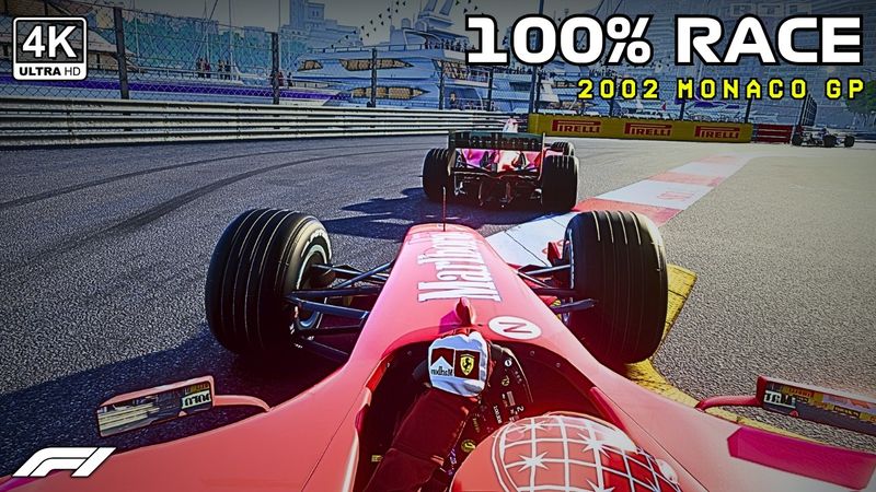 Michael Schumacher 100% Race in Ferrari F2002 V10 - 2002 Monaco Grand Prix | F1 Classic Gameplay