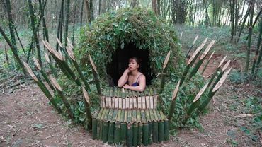 Camouflage Survival Shelter, Bushcraft Hut Complete, Survival Alone - Free Bushcraft #53