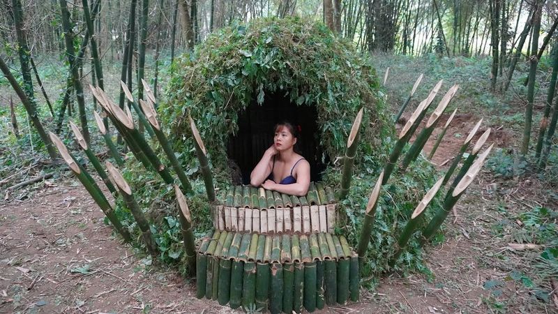 Camouflage Survival Shelter, Bushcraft Hut Complete, Survival Alone - Free Bushcraft #53