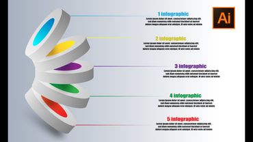 3D Infographic 5 Step - illustrator tutorial