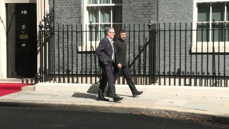 Ukrainian President Zelensky leaves Downing Street after meeting with UK PM Starmer | AFP