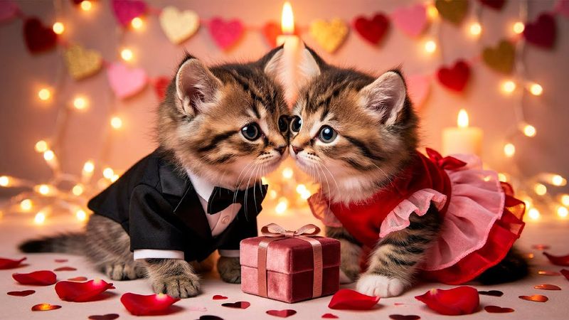 Kittens Celebrate Valentine’s Day Like Humans (Cutest Date Night Ever!)