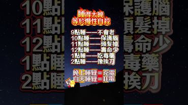 早睡保命！睡過這時間＝慢性自殺#早睡早起 #健康生活 #養生之道 #睡眠習慣 #保養身體