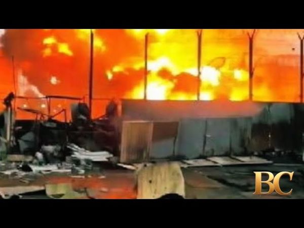 Ukrainian drone attack sets Russian oil depot on fire