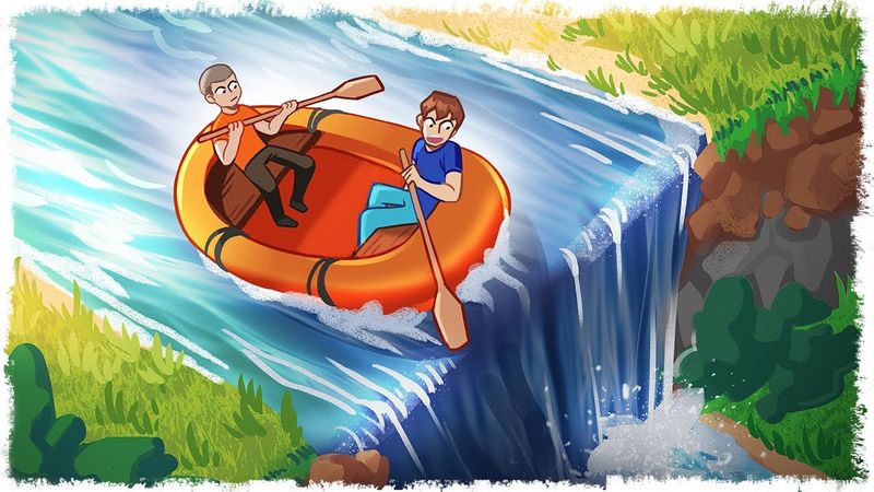 ГРЕБИ БЫСТРЕЕ, ТАМ ОБРЫВ!!! ДВОЕ В ЛОДКЕ!!!