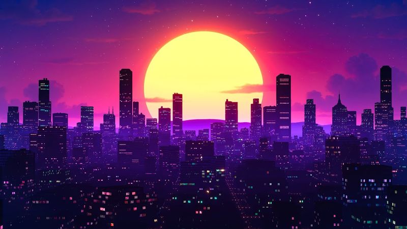 Lo-fi Neon Skyline - 12 Hours - 4K Ultra HD 60fps