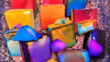 Bucket of Vibrant Dyed Blocks - Multi colored - ASMR - Oddly Satisfying 