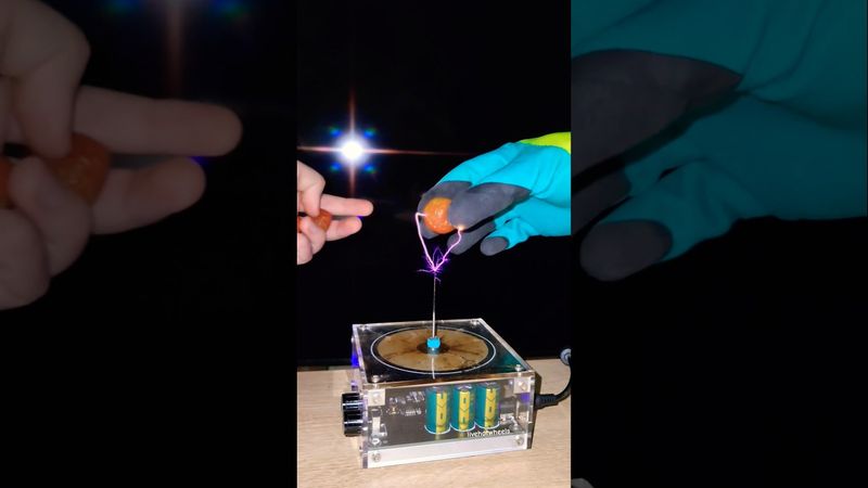 🍅 Mix: Dried cherry tomatoes + tesla coil #experiment #vegetables #physics