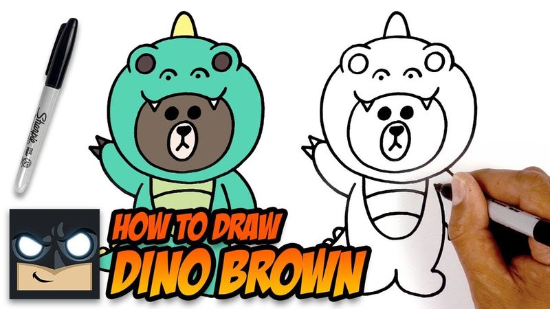 How to Draw Dino Brown | Line Friends | Step-by-Step Tutorial