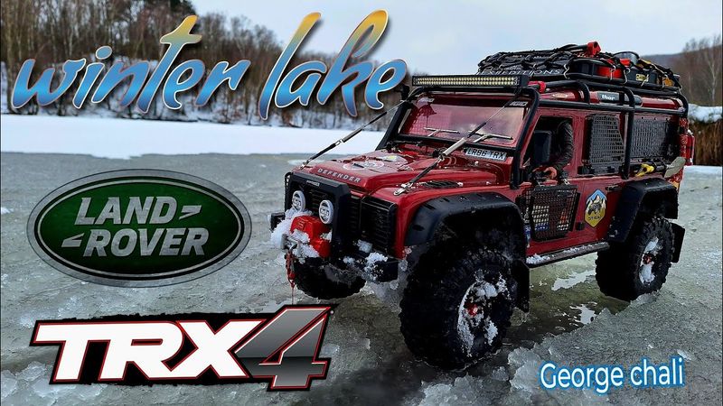 RC Traxxas TRX4 off-road by the frozen lake