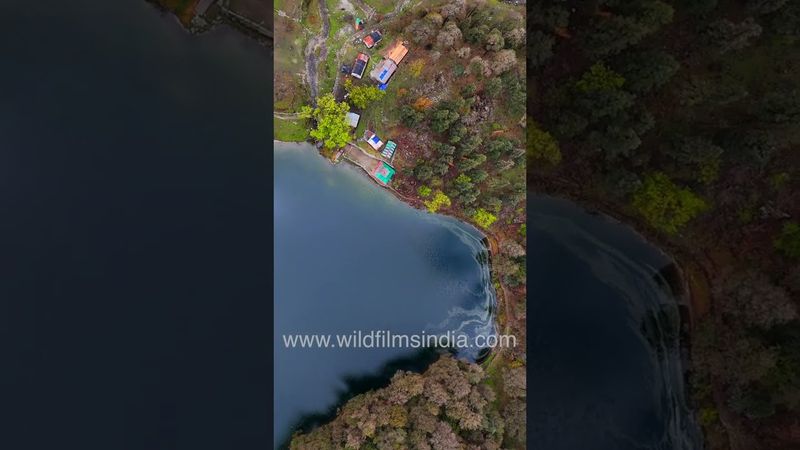 Dodital Lake view from the sky : Emerald Lake of western Himalaya a lovely trek away from Uttarkashi