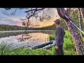 OVERNIGHT AT THE FOREST LAKE! HIKING WITH PAKRAFT!