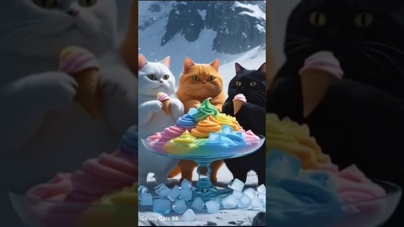 Cats AI edible ice cream slime ASMR #shorts #cat #asmr #catcooking