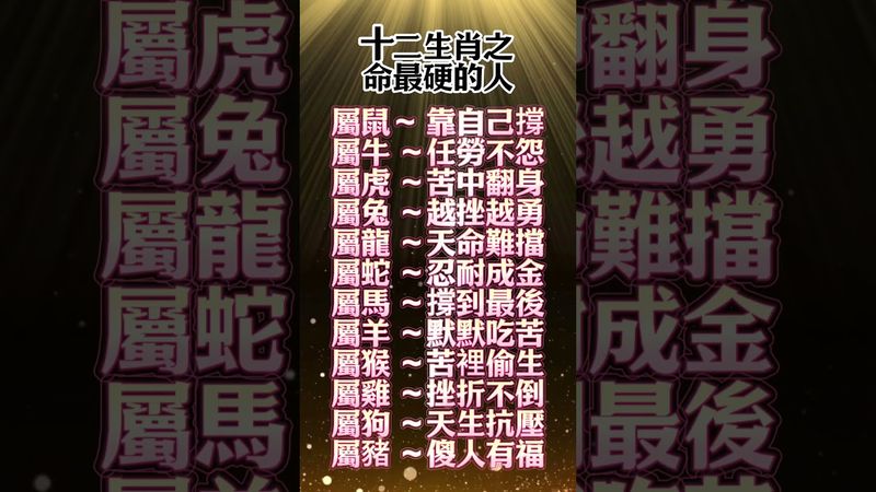 十二生肖之命最硬的人！#生肖 #十二生肖 #運勢 #生肖運勢 #