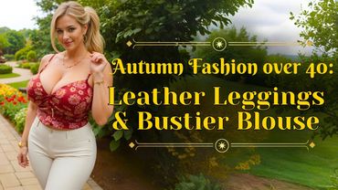 Leather Leggings + Bustier Blouse for Older Women. Bold, elegant, and confidence boosting style