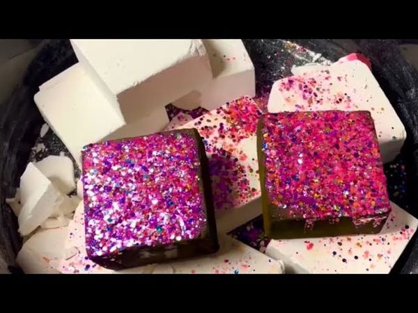 Pink Dyed Glittery & Plain Fresh Chalk Blocks
