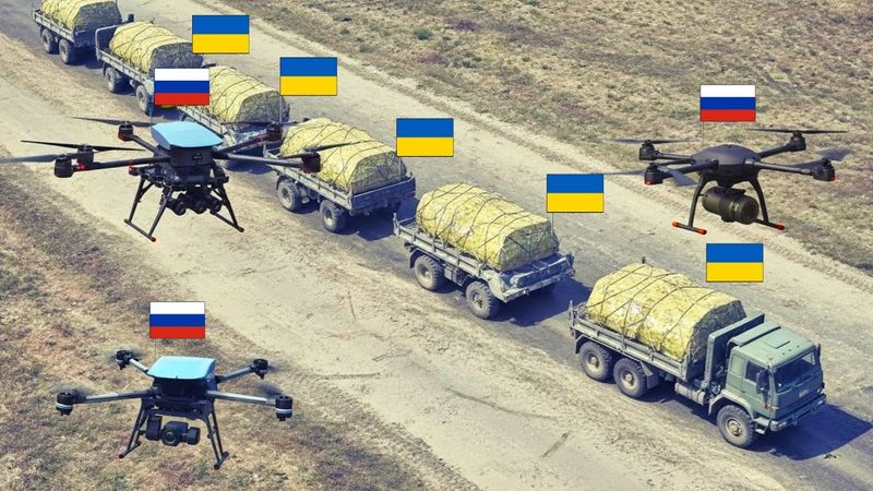 Российский беспилотник атаковал украинский конвой в открытом поле