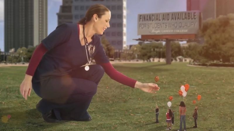 Giantess in Wright Career College Commercial
