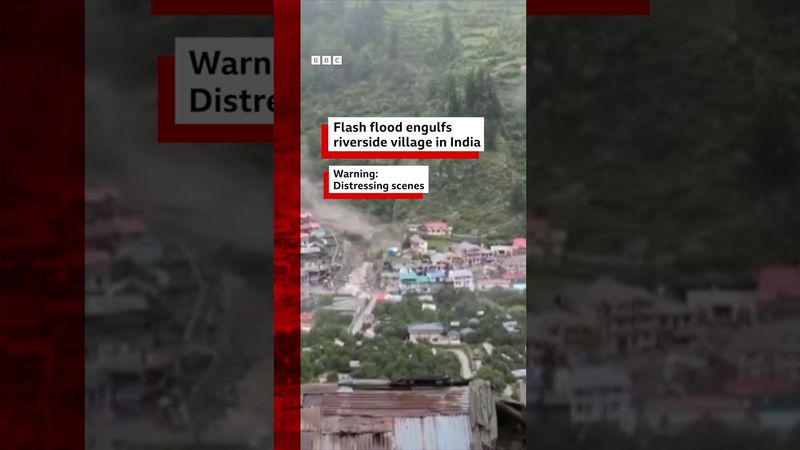 Flash flood engulfs riverside village in India. #India #ExtremeWeather #BBCNews