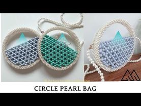 Easy Handmade  PEARL CIRCLE Hand Bag/DIY PEARL BeadBag TUTORIAL/Round Beaded Bag/BEGINNERS Friendly.