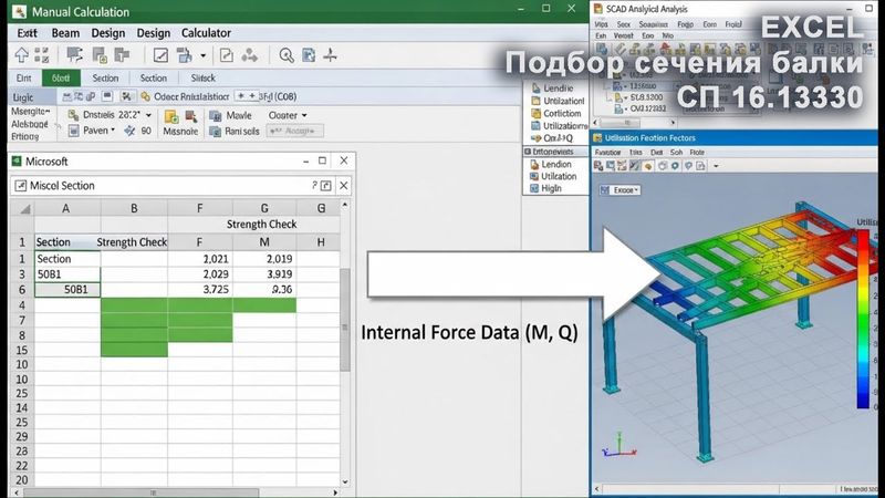 [НИП-Склад] 07 Ручной расчет балки в Excel | Подбор сечения по СТО АСЧМ 20-93 (Верификация SCAD)