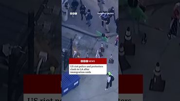 Riot police and protesters clash after Los Angeles immigration raids. #US #BBCNews