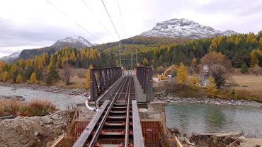 ★ 4K 🇨🇭 Samedan - Pontresina cab ride cargo delivery [19.10.2021] RhB Ge 6/6 Führerstandsmitfahrt