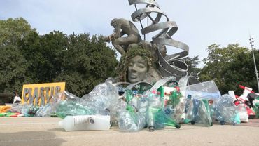 Giant sculpture exposes plastic pollution in front of UN in Geneva | AFP