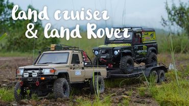 E3S-RC "KiLLERBODY" LAND CRUiSER LC70 SCX10 With Trailer & DEFENDER D90 RC4WD 4X4