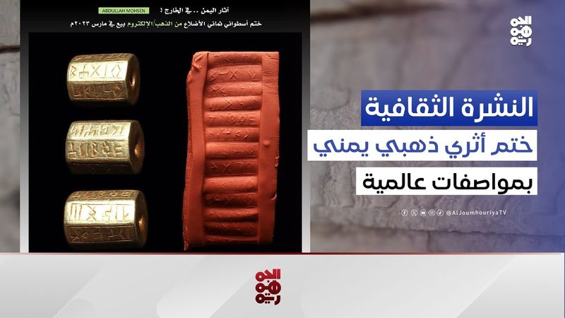 الكشف عن ختم أثري ذهبي يمني يعود إلى القرن الأول قبل الميلاد | النشرة الثقافية