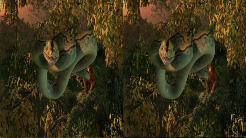 Snake & Monkey FULL 3D SBS Clip for VR Glasses