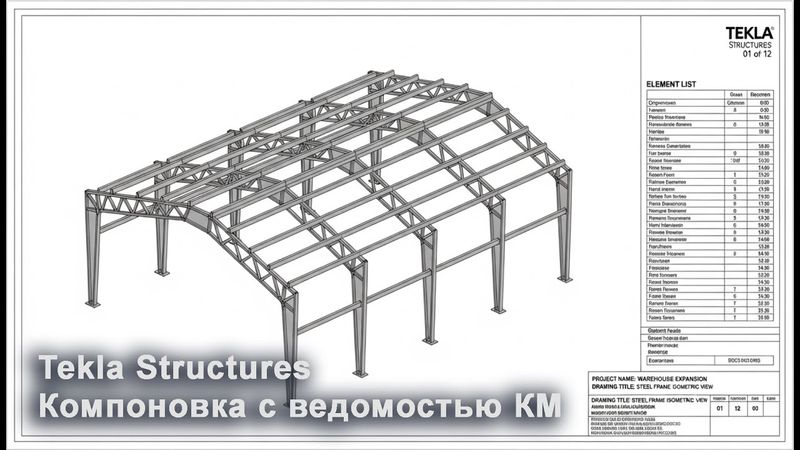 [НИП-Склад] 14 Компоновка чертежа в Tekla | Создание шаблона для ведомости элементов КМ