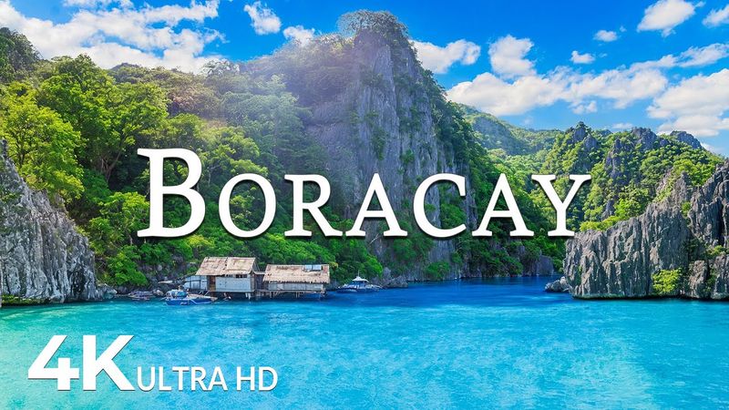 FLYING OVER BORACAY (4K UHD) - Amazing Beautiful Nature Scenery with Piano Relaxing Music for Sleep