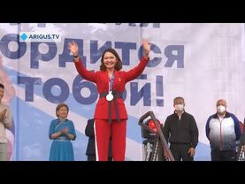 Чествование олимпийского призера по стрельбе из лука Светланы Гомбоевой