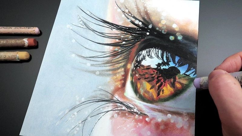Oil Pastel Drawing｜Realistic Eye Drawing｜반짝이는 눈동자 그리기｜오일파스텔화