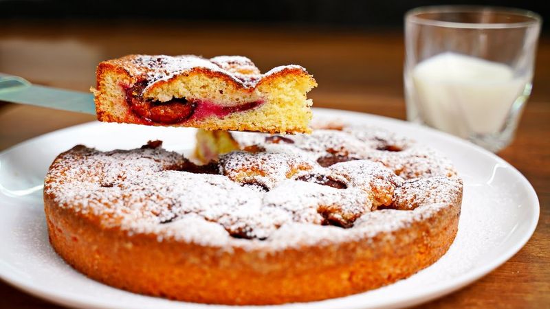 Plum pie melts in your mouth! Delicious, quick and easy plum cake recipe