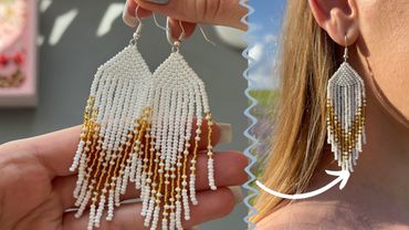 Довгі сережки з бахромою з бісеру. Інструкція з виготовлення