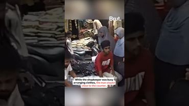 He posed as the shopkeeper, then as a customer, and walked off with a wad of cash.